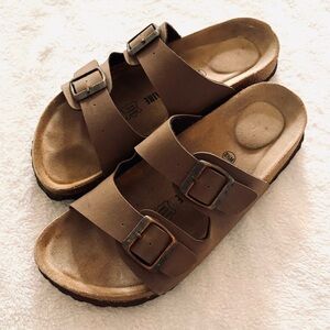 Cushionaire Tan Two Strap Cork Footbed Sandal